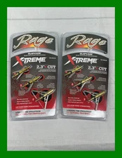 2 Pack Rage Xtreme Slipcam 100 grain Broadheads 2 Steel Blade with Shock Collars