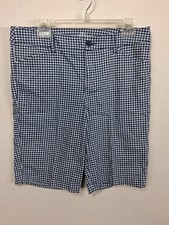 ST. JOHN'S BAY Bermuda Shorts Women's size 12 Blue Check Pockets Flat Front