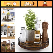9" Round Wooden Lazy Susan Turntable Organizer for Kitchen, Pantry, Dining Table