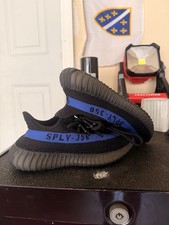 adidas Yeezy Boost 350 V2 Black/Blue Stripe SPLY-350 Kids US size 4.5