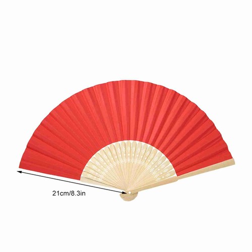 (Red Color)Chinese Folding Bamboo Ribs Fan DIY Blank Paper Fan Wedding . - Picture 9 of 23