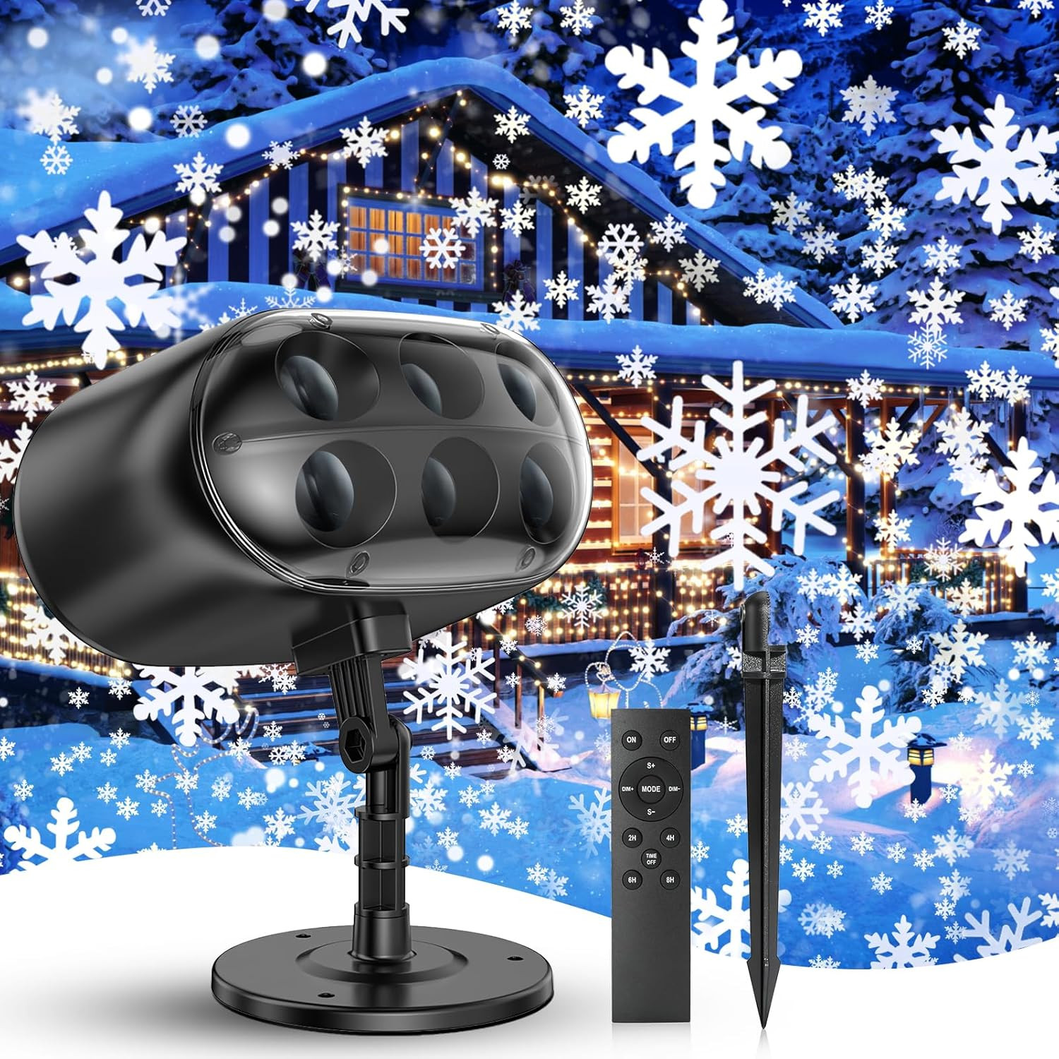 Projecteur Noël extérieur flocons de neige LED IP65 étanche avec télécommande