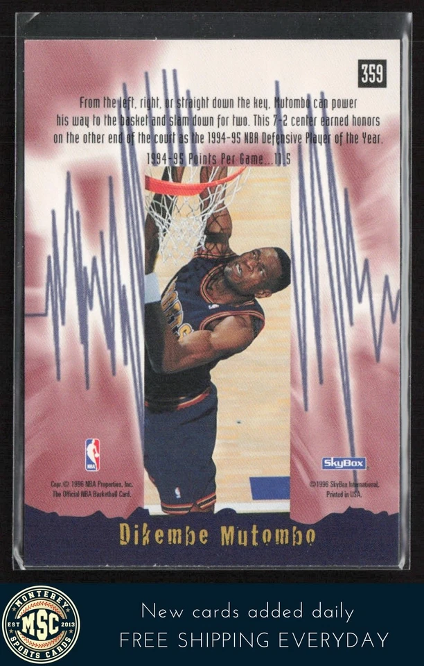 Dikembe Mutombo 1995-96 Hoops #359 Denver Nuggets - Image 2 of 2