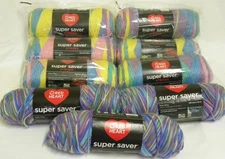 NEW RED HEART Yarn Lot 9 Skeins 6 Baby Rainbow 3 Monet 236 yds  Worsted Acrylic