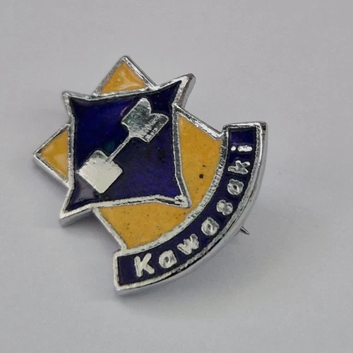 Kawasaki Motorcycles Dealership 1970's Enamel Pin Badge. Genuine New Old Stock.