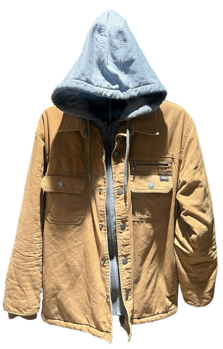 Dickies Brown Lined & Hooded Work Jacket Zip Up Button Up 6 Dickies Brown Lined & Hooded Work Jacket Zip Up Button Up 6