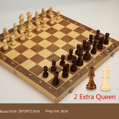 Wooden Folding Chess Set Large Magnetic Felted Queen's ...