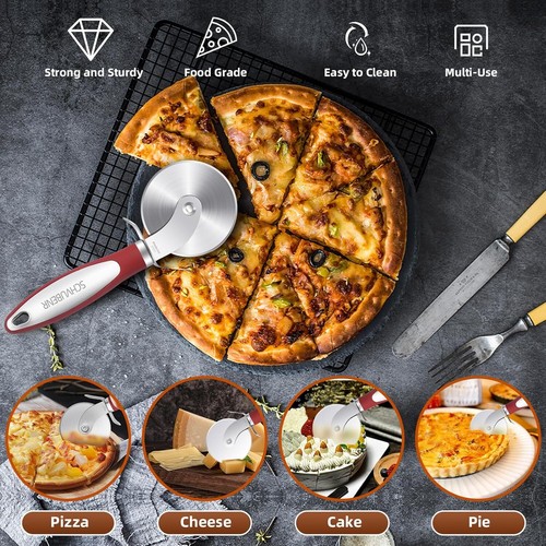 Premium Pizzaschneider Rad Edelstahl scharf leicht zu reinigen groß klein Pizza - Bild 2 von 14