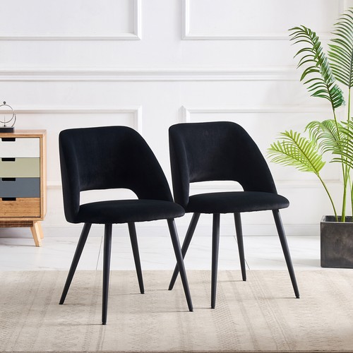 2/4PCS Dining Chairs Velvet Set Padded Seat Metal Leg Kitchen Chair Home Office - Picture 41 of 64