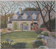 Vtg Peter Ashe Handpainted Needlepoint Canvas French Garden RARE