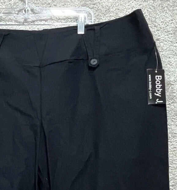 Pantalones Bobby J Mujer 24 Negros Plus Recortados Capri Pull On Chino Recto Pierna Ancha Foto 4 de 4