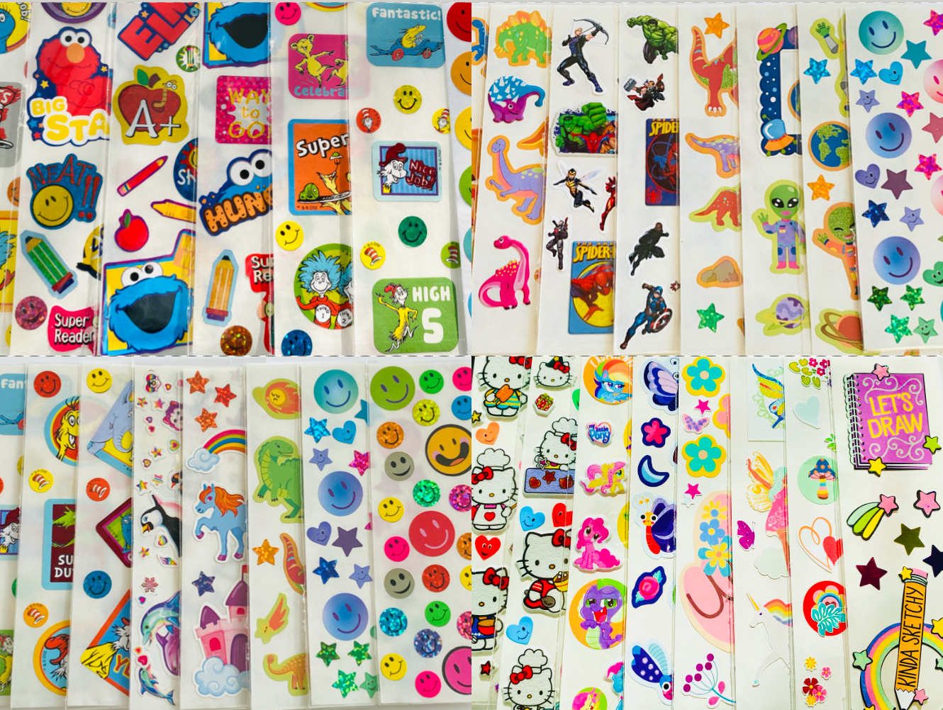 150+ Stickers | Keroppi Cookie Monster TROLLS rainbocorns unicorn magic stars