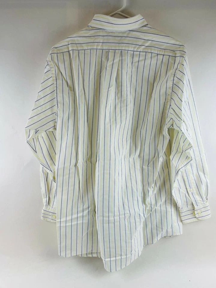 Camisa Chaps Para Hombre Talla 15-15.5 32/33 Azul Amarillo Blanco Rayas Abotonada Foto 2 de 4