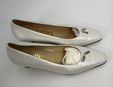 Salvatore Ferragamo White Kitten Heel Shoes 9.5B