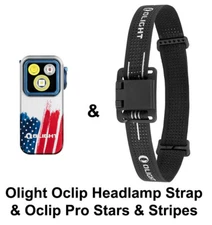 Olight Oclip Pro Stars & Stripes 500 Lumens Flashlight & Oclip Headlamp Strap