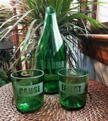 Karma Effect Upcycled Carafe Set Novica Peduli Bali  Set of 3