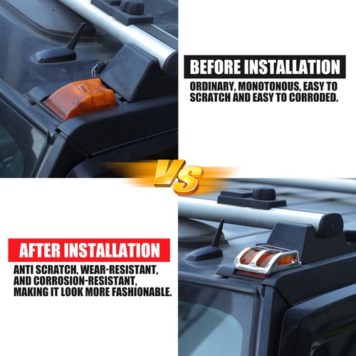 Silver Alloy Car Roof Side Light Cover Protection Trim For Hummer H2 2003-2009 - Picture 11 of 12