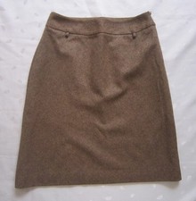 ANN TAYLOR LOFT Petites Wool Blend Knee Length Skirt Brown Chevron Size 4P