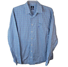 Johnnie-O Long Sleeve Button Down Shirt Men's XL Blue Gingham Check Cotton