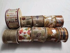 Lot 10 Spools Autumn Thanksgiving Ribbon Variety NEW 117 Feet 50 Retail