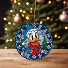Donald Duck Stained Glass Christmas 2025 Holiday Circle Ornament