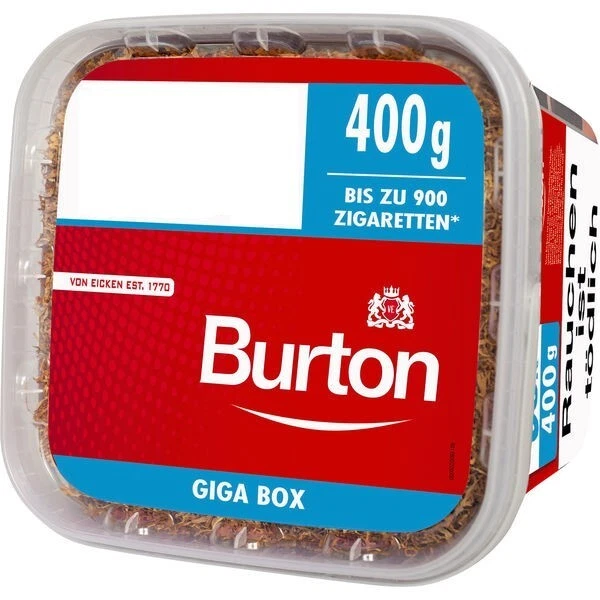 2x Burton Red GIGA BOX 400g Eimer Stopftabak Rot + 1000 Hülsen + 5 Feuerzeuge - Bild 3 von 3