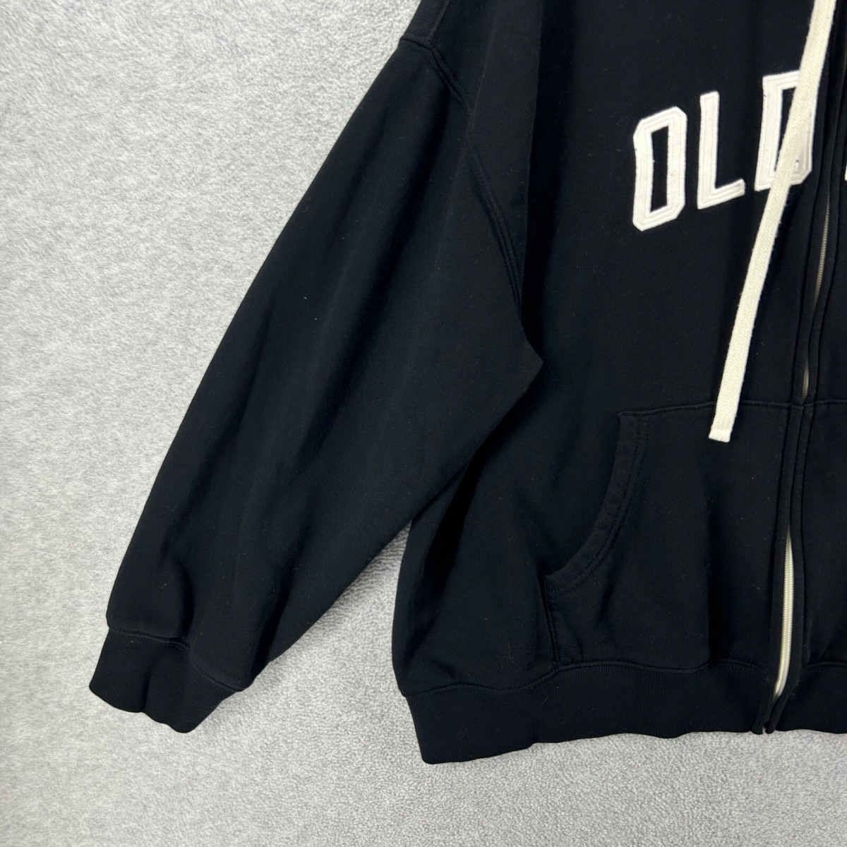 Old Navy Hoodie Womens Size XL Black Spell out Full Zip Long