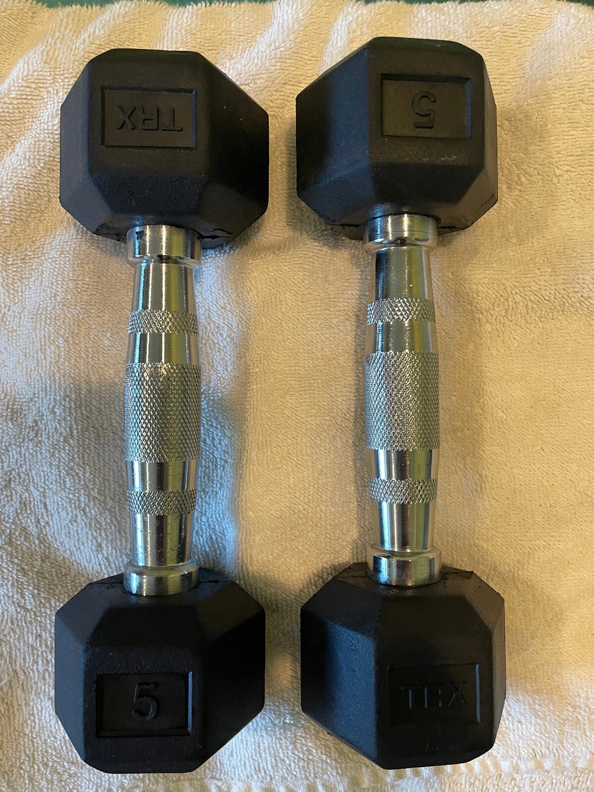 TRX HEX Rubber Dumbbells, 5 LBS (pair)