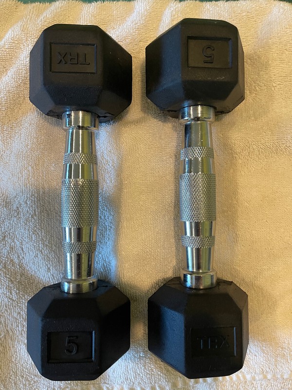 TRX HEX Rubber Dumbbells, 5 LBS (pair)