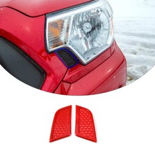 Biseles de cubierta laterales de faros delanteros ABS rojos para Toyota Tacoma 2011-2015 2 piezas