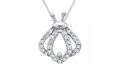 0.25Ct Round Natural Diamond Ladybug Silhouette Pendant in 14K White Gold Plated