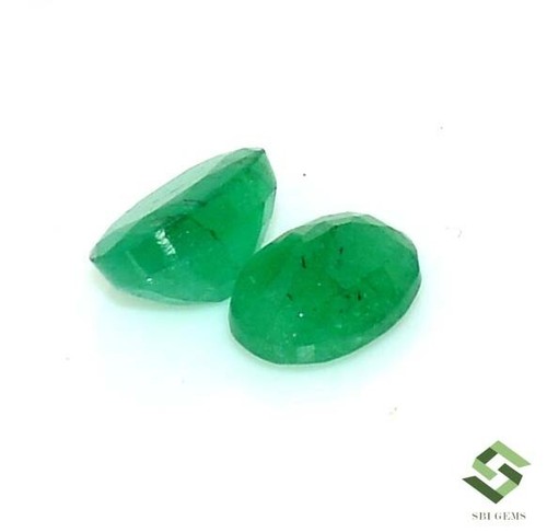 7x5 mm Certified Natural Emerald Oval Cut Pair 1.73 CTS Faceted Loose Gemstones - Picture 6 of 7