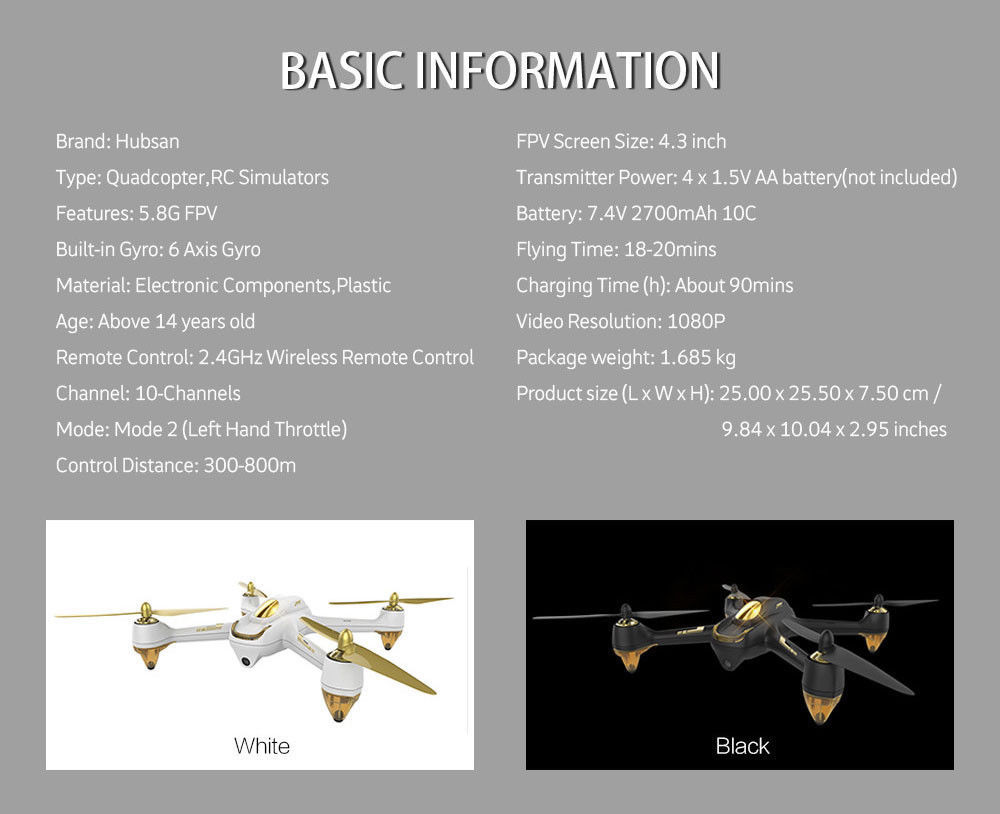 Hubsan h501s x4 Drone High Edition FPV Brushless 1080p Kamera