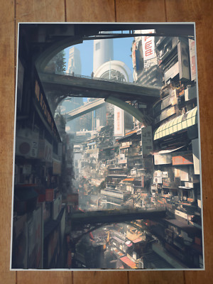 Anime City Futuristic Concept Art Poster 18x24in