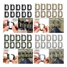 10 Pcs Multipurpose D-Ring Grimloc Locking for Molle Webbing with Zippered Pouch