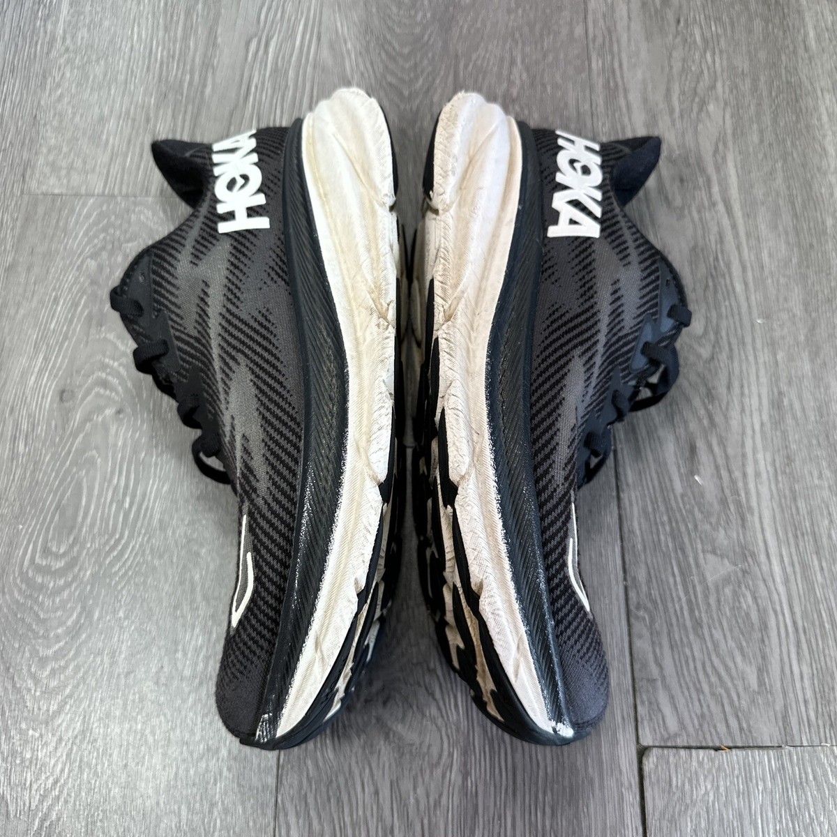 Hoka One One Mens Clifton 9 1127895 BWHT Black Running Shoes  display picture 3