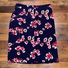 J Crew Pencil Skirt 6 Floral Mid Rise Navy Pink