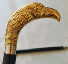 EAGLE HEAD HANDLE WALKING STICK CANE SOLID BRASS HANDLE WOODEN STICK