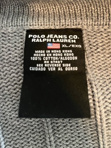 XL Polo Jeans Co Ralph Lauren grau 1/2 Half Zip Pullover Rippstrick Sweater Shirt - Bild 7 von 7