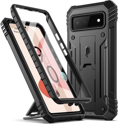 Poetic Google Pixel 6 Hülle Revolution integrierter Displayschutz Ständer schwarz