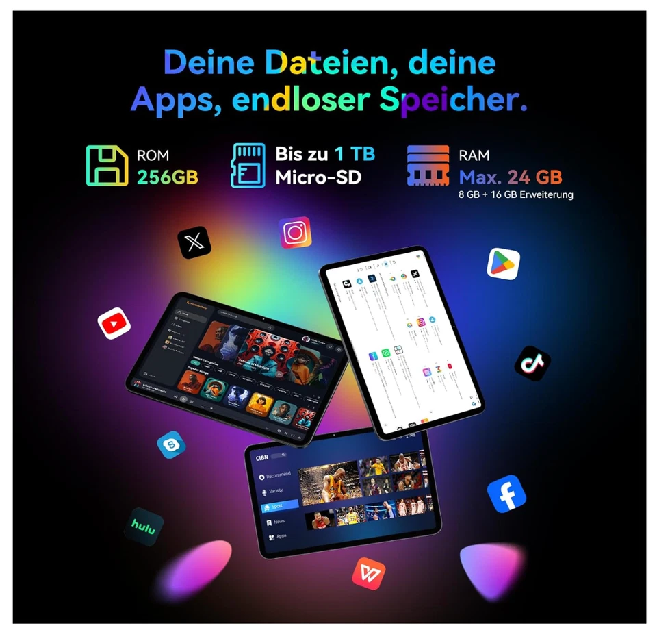 TABWEE T60 Pro 13.4 Zoll Wifi Tablet Andriod 15 24GB+256GB 10000mAh Gemini AI2.0 - Bild 4 von 4