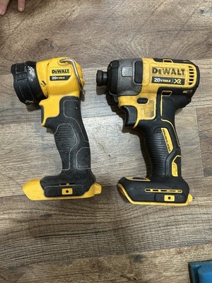 DEWALT 20V Max XR Flashlight & Impact Driver Battery Power Tool Set Yellow Black