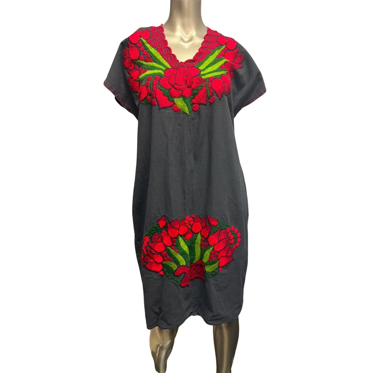 Flowers Vestido Tipo Huipil Huipil Dress, Vintage Embroidered Dress, Hungarian  Dress, Boho Kaftan, Hungarian Peasant, Summer