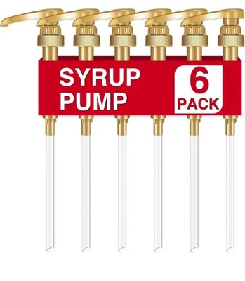 Coffee Syrup Pumps, 6 Pack Gold Syrup Pump, Skinny Syrup Pump for 750ml 25.4o...