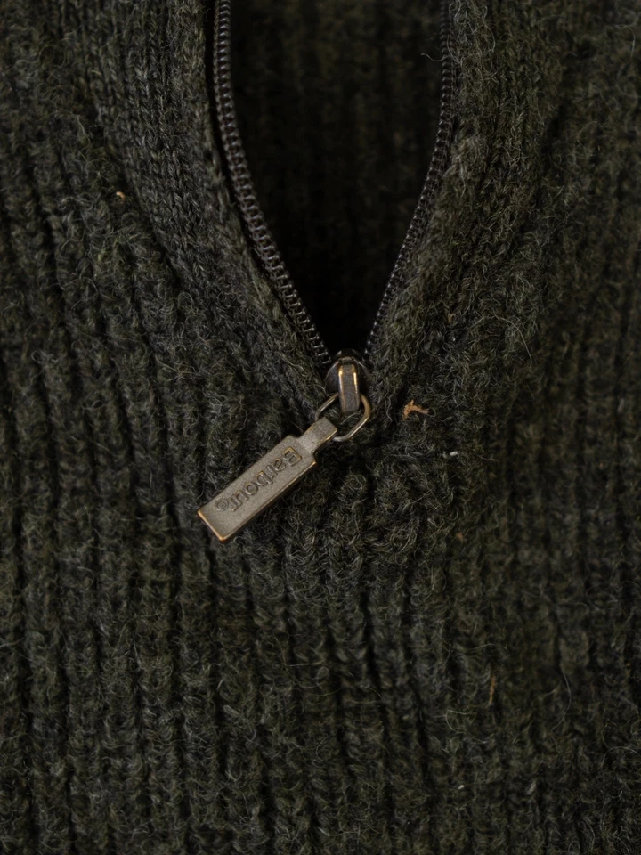 Barbour 1/4 Zip Pullover Khaki Green Men's Large Vintage Made In Scotland Wool - Image 4 of 4