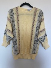 Vintage Bay Point Threads Women's Butter Yellow Floral Sweater Small Made in USA