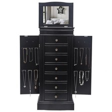Wooden Jewelry Cabinet Armoire Box Large Storage Space Organizer Drawer NEW