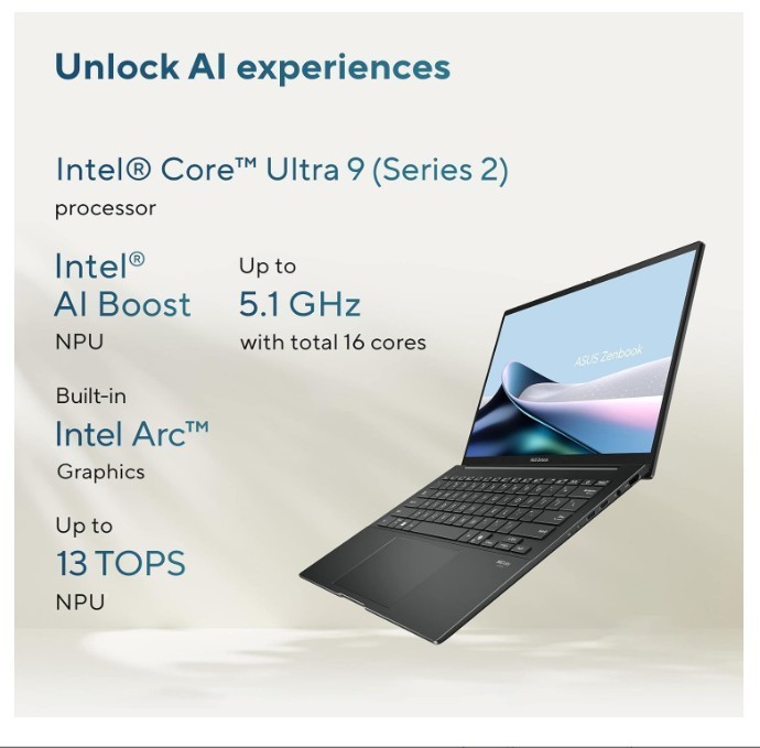 Unbranded ZenBook ASUS 14, 14-Inch Laptop, with Ultra 9 285H, 1 TB SSD (Solid State Drive), Windows 11 Home