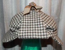 Vintage Tweed Deerstalker Hat Sherlock Holmes Spean Bridge Scotland 7 1/2 Wool