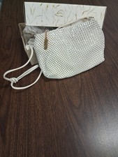 Whiting and Davis Alumesh Shoulder Purse with Box White